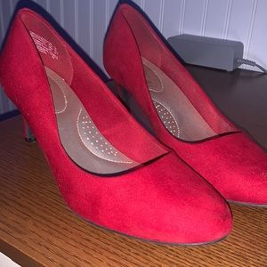 Red velvet heels